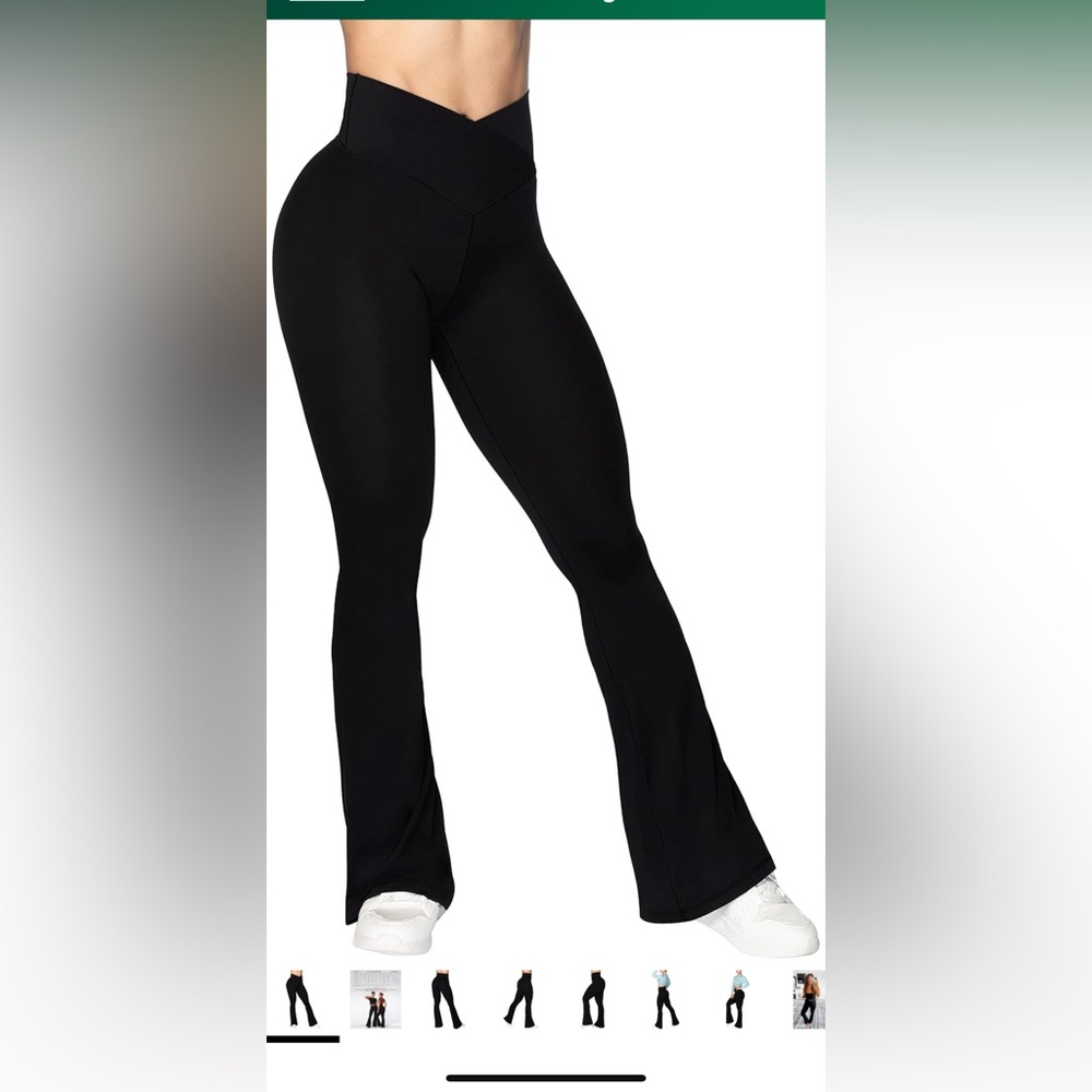 (like new) front crossover black flare leggings